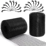 Aoibrloy 2 Rolls Gutter Guards with 20 Clip Hooks, Plastic Gutter Leaf Guards Black Gutter Guard Mesh 6" inch Wide 40' Feet Long to