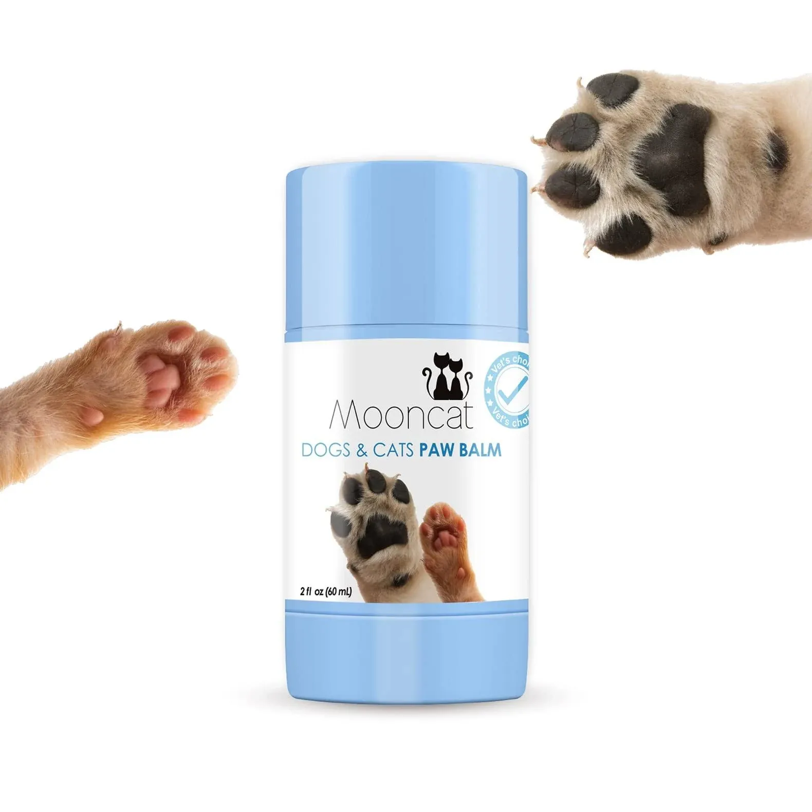 Mooncat Dog Paw Balm | Nature Soothing and Moisturizing for Dry Nosees and Paws with Natural Jojoba Oil, Vitamin E, & Aloe Vera | Paw Balm Protector for Dogs & Cats- 2 oz (60mL)