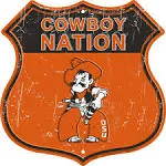 Oklahoma State Cowboys Nation 12&#034; x 12&#034; Shield Sign USA FAST SHIPPING