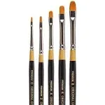 Kingart Original Gold 9510 Short Filbert Series, Premium Golden Taklon Multimedia Artist Brushes, Set of 5