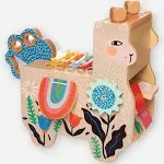 Manhattan Toy Musical Llama Wooden Instrument for Toddlers with Maraca, Clacking Saddlebags, Drumsticks, Washboard & Xylophone