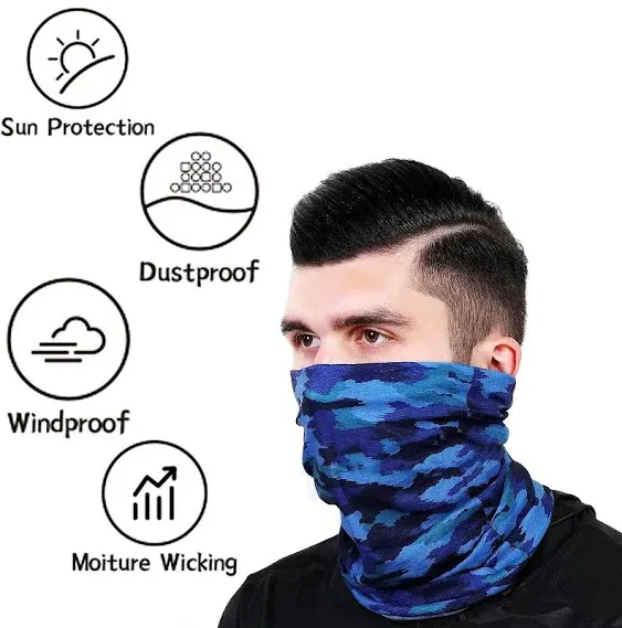 Neck Gaiter Mask Face Scarf Bandana Tube Cover Headwear Balaclava Headband Headwrap for Men and Women