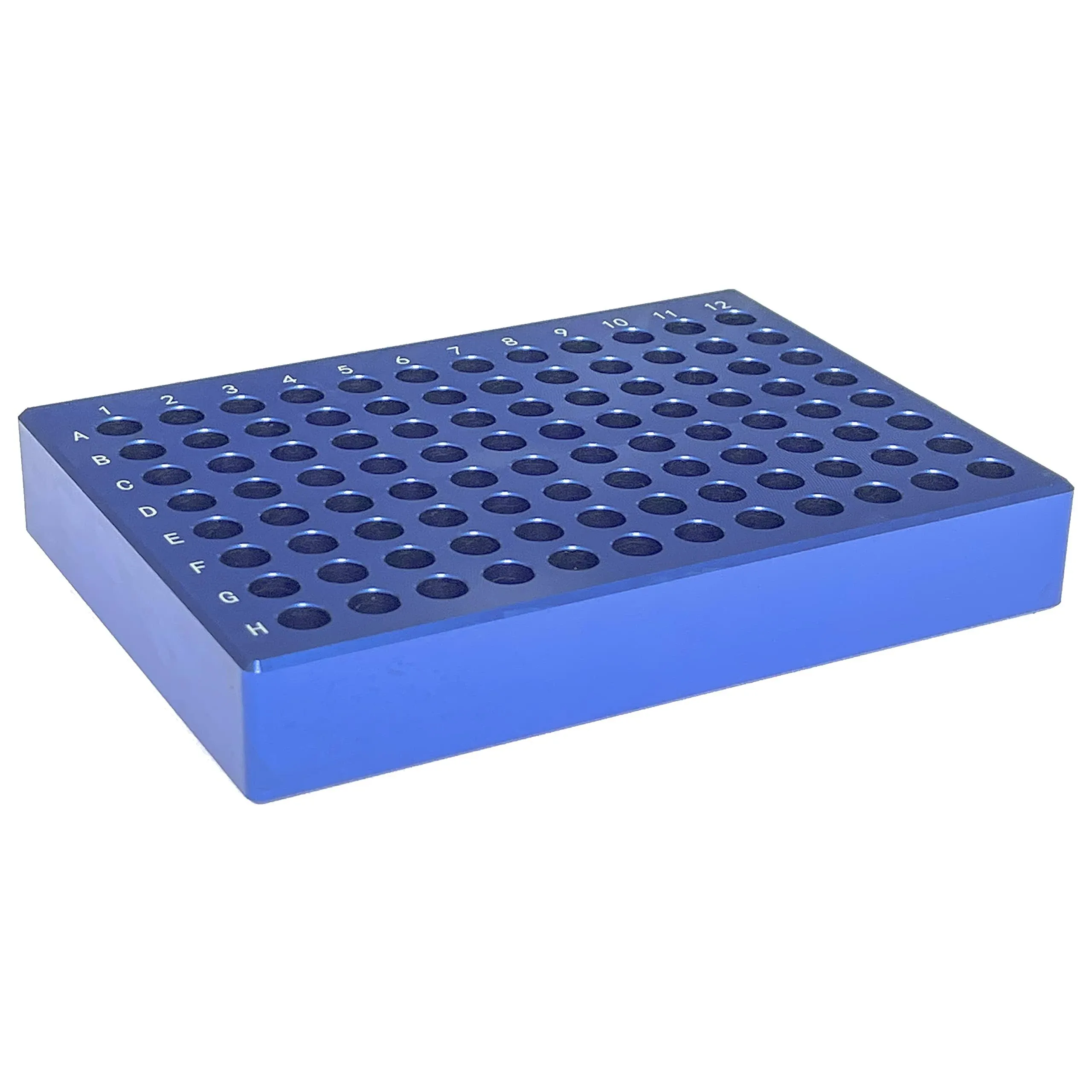 MUHWA 96 Well Aluminum Cooling Block for 0.2ml PCR Micro-Tubes, 8 x 12 Array, Blue, Pack of One