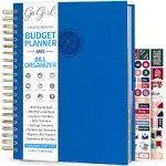 GoGirl Budget Planner & Monthly Bill Organizer – Monthly Financial Book with Pockets. Expense Tracker Notebook Journal, Large (Blue)