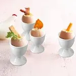 Cinf Ceramic Egg Cup Easter Gift Set of 4 Porcelain Holder Breakfast Boiled Cooking Easy to Clean Childhood Memories Kitchen