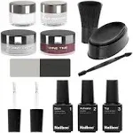 Nailboo Premium Dip Nails Essentials Kit, Nail Powder Dip Kit for DIY At Home Manicure, Includes Dipping Powder and Liquids, White, Burgundy, and Cool Gray