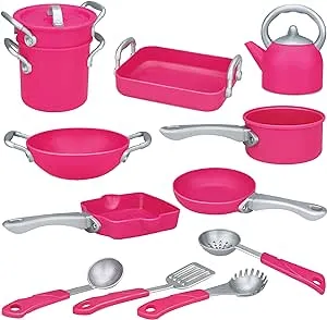 Liberty Imports Deluxe Pink Kitchen Gourmet Cookware Pots and Pans Playset... 