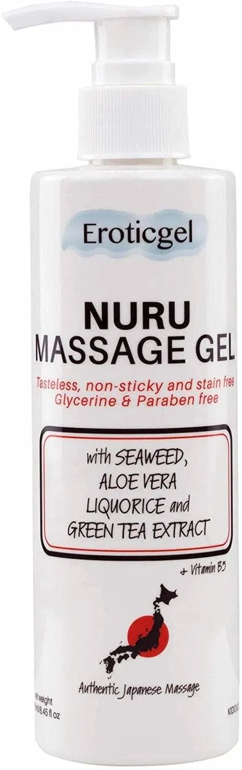 Japanese Nuru Massage Therapy Gel | Aloe Vera, Seaweed, Green Tea, Liquorice, & Vitamin B5 (8.45 fl oz) 8.45 fl oz (Pack of 1)