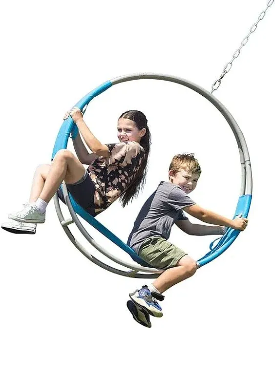 HearthSong 40-Inch Steel-Frame Aerial Hoop Spinning Round Tree Swing with Suspended Tesline Fabric Seat, Holds 300 lbs.