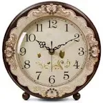 Vintage Table Clock Retro Nonticking European Style Beside Desk Clock Battery Op