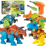 Netnew Take Apart Dinosaur Toys with Electric Drill for 3 4 5 6 Year Old Boys Kids Construction Building Toys