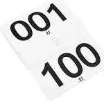 Juvale Marathon Bibs, White Racing Bibs Numbered 1 to 100 (7 x 4 Inches, 100 Pack)