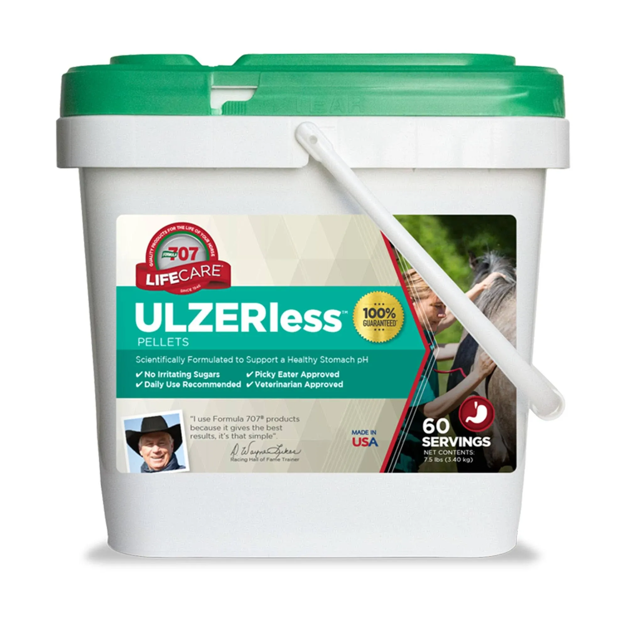 Formula 707 ULZERless Equine Supplement, 7.5lb Bucket – natural support for horses with ulcer risk factors