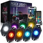 Xprite 8pc Bluetooth Multi-Color RGB LED Rock Lights