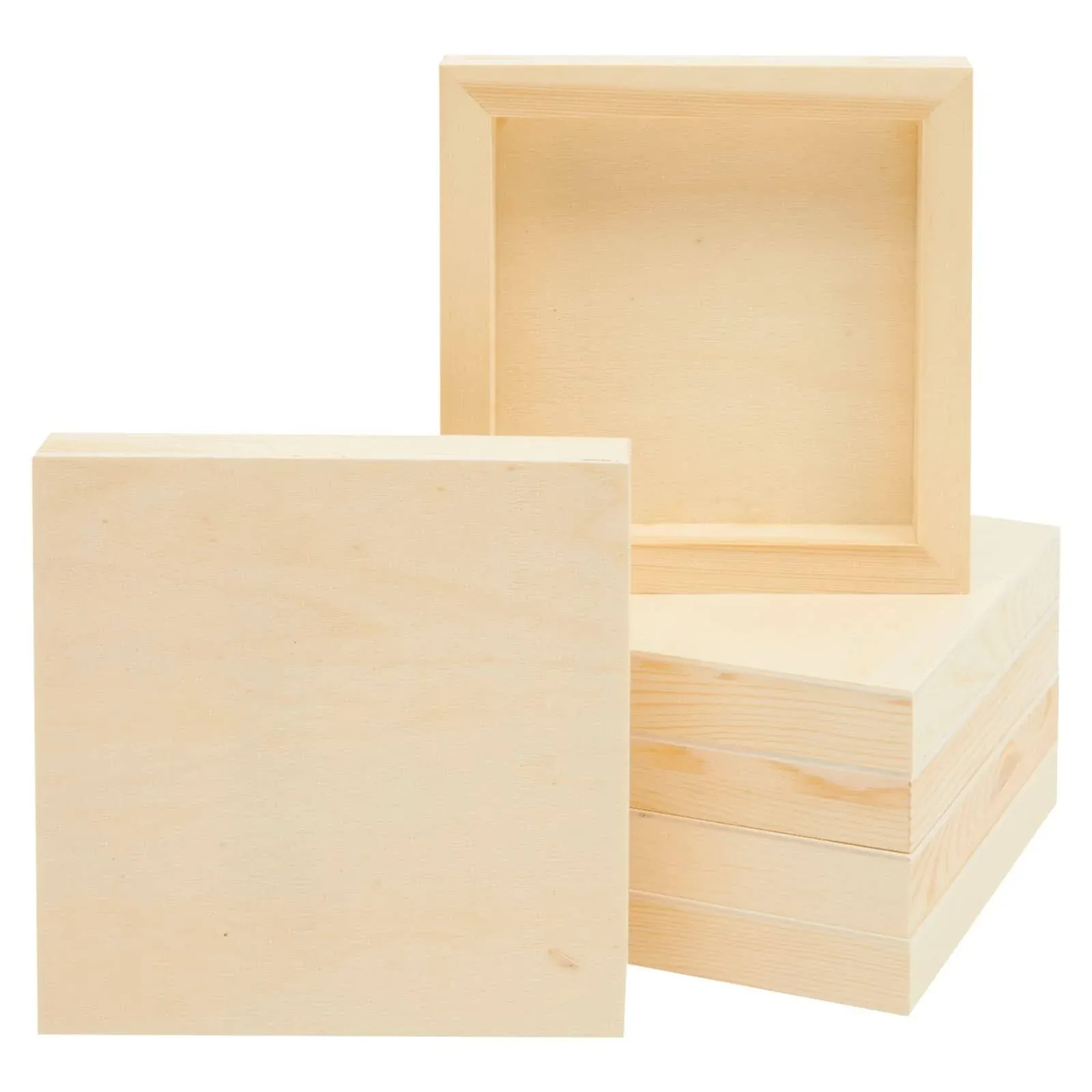 6 Pack Unfinished Wood Canvas Boards for Painting 6x6 Square Wooden Panels for Crafts