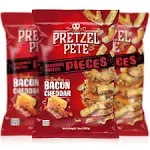 Pretzel Pete Smokey Bacon Cheddar Seasoned Pretzel Pieces, Non-GMO Ingredients, Small Batch, Bold Flavor, 9oz (3 Pack)