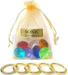 More Toys SONIC - Seven Chaos Emeralds Gems & Five Power Rings - In a Gift Bag - by Ace Trendz