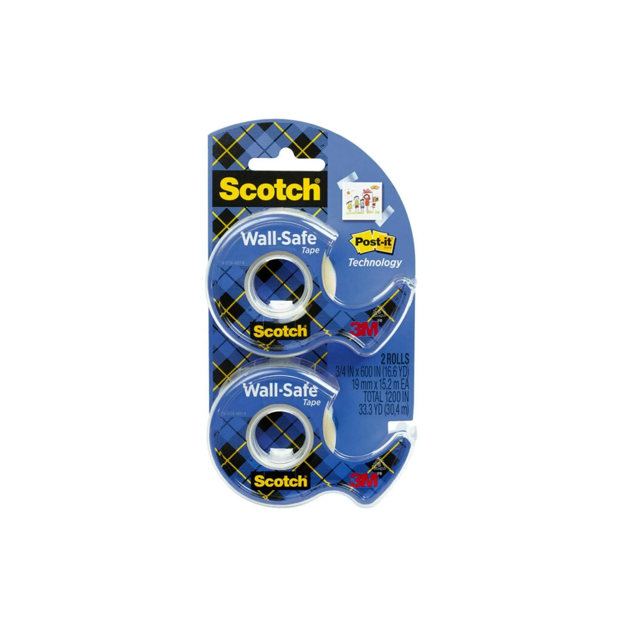 Scotch® Wall-Safe Tape, 3/4" x 650", Clear