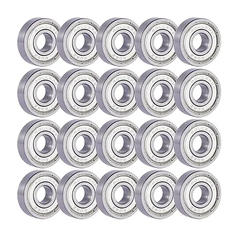 Rollerex 20-Pack, 608ZZ ABEC-1 Wheel Bearings (for Any Products Using Roller Skate Wheels) (Carbon Steel) - for Inline, Roller Blade, Rollerskate, Skateboard, RipStik & More