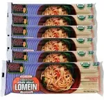 Organic Planet Whole Wheat Lo Mein Noodles, Non-GMO, Organic, Vegan, Asian, Chinese Style Noodles, 8 oz (6 Pack)