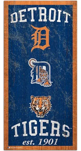 MLB 6x12 Heritage Logo Sign Detroit Tigers in Red