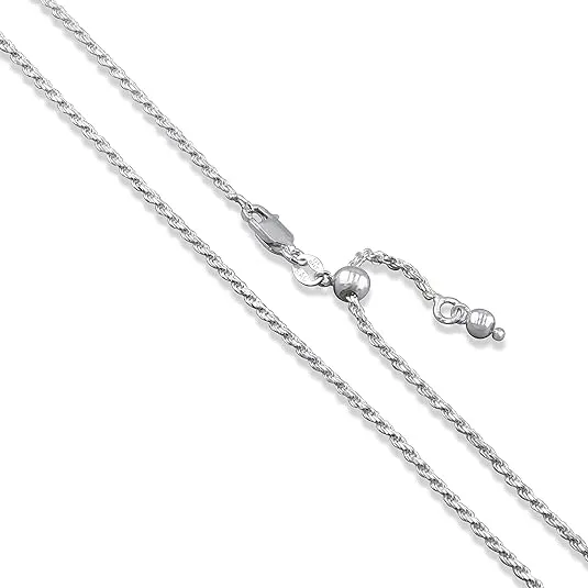 Sterling Silver Diamond-Cut Rope Chain 1.1mm 1.5mm 1.7mm 2mm 2.5mm Solid 925 Italy New Necklace