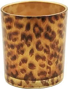 Hapton House Animal Print Glass Candle Holder - Votive Candle Holder - Leopard - Cheetah - Tortoise - Candle Jar - Wedding Centerpiece - Holiday Table Decor - Home Decor