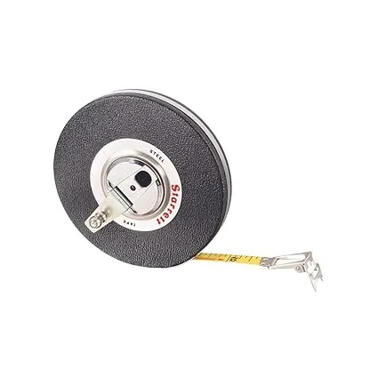 Starrett 530-100 Tape Measure, 100' Length, 3/8'' Width, 1/8'' Graduations, L1 Style, Nylon Rollers, Rugged Rewind Mechanism, Folding Hook Ring