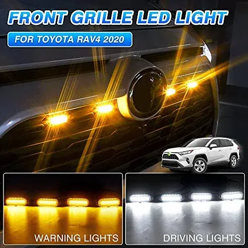 Autorder Led Grille Lights for Toyota Rav4 2024 2023 2022 2021 2020 2019 Accessories Front Warning Bulbs With Amber Light And