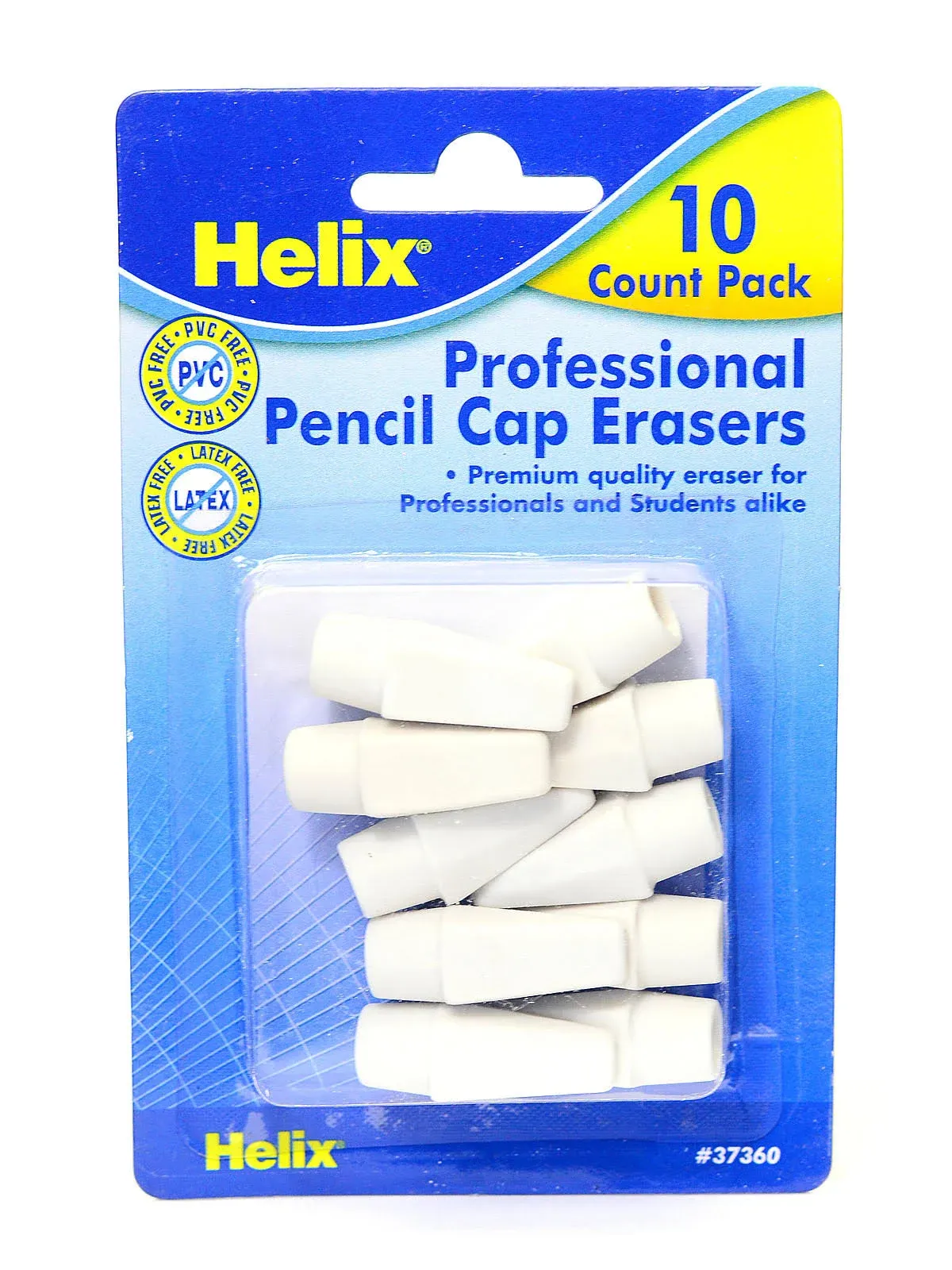 Helix - Professional Pencil Cap Erasers 10ct - Efficient Correction - Durable & Clean - Ideal for Students and Professionals - Latex free