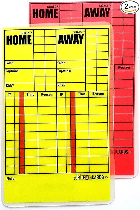 Soccer Write-on Referee Cards, Bright NEON Set