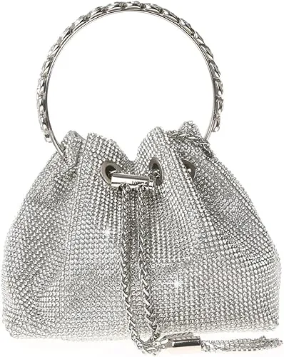 Da BODAN Clutch Women Rhinestone Soft Evening Bag Shoulder Bags Tote Purses Handbags (Silver)