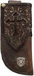 Ariat Dark Brown Leather Cross Embossed Knife Sheath