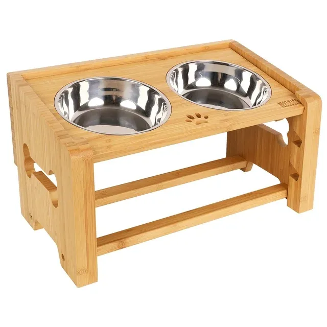 Elevated Dog Bowls Raised Dog Bowl Stand for Large Dog w/2 Stainless Steel Bowls