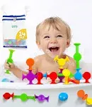 BUNMO Suction Bath Toys - Stocking Stuffers for Kids - No Mold Bath Toy - Hours of Fun - Fine Motor Skills - Stimulating & Addictive Sensory Suction Toy - Kids Stocking Stuffers - Smooth 24 Pack