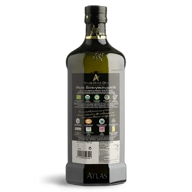 Atlas Organic Cold Pressed Moroccan Extra Virgin Olive Oil, Polyphenol Rich | EVOO From Morocco, Newly Harvested Unprocessed from One Single Family Farm | Trusted by Michelin Star Chefs | 500 mL