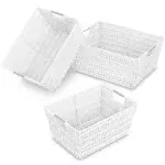 Whitmor Rattique Storage Baskets - White (3 Piece Set)