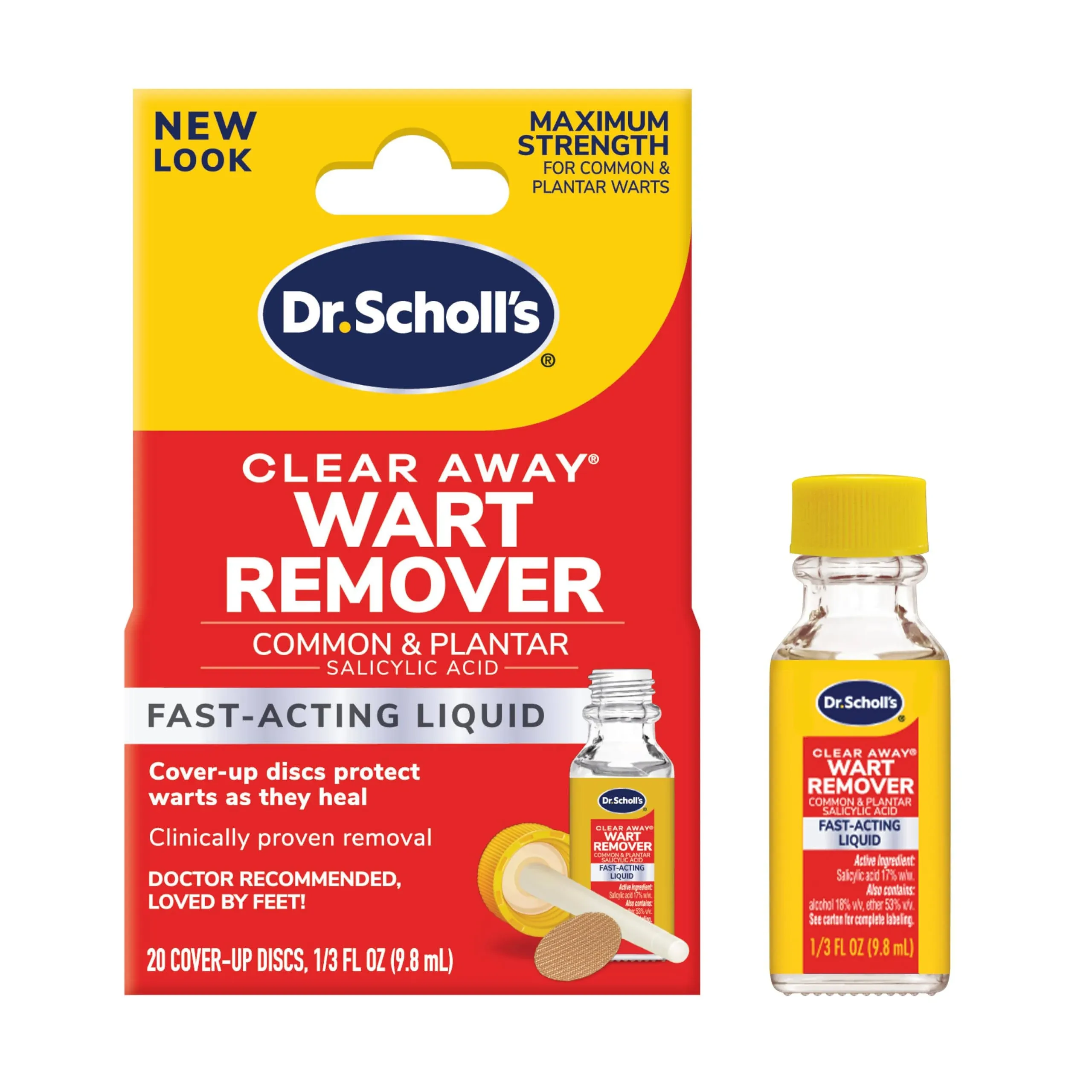 Fast-Acting Liquid Wart Remover for Common & Plantar Warts - Maximum Strength Formula with 20 Treatments, Safe for Children 4+, Clinically Proven Results - 1/3 fl oz