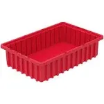 Akro-Mils 33164 Akro-Grid Plastic Slotted Dividable Modu Box Stackable Grid Storage Tote Container, (16-1/2-Inch L x 10-7/8-Inch W x 4-Inch H), (12 Pack), Red