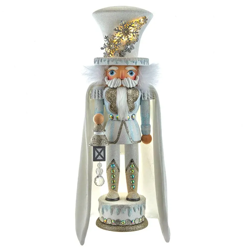 Hollywood Nutcrackers Hollywood White Snowflake Soldier Battery-Operated LED Nutcracker, 18-Inch