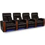 Seatcraft Seville Home Theater Seating : Black Leather Gel, Row of 4, Power Recline