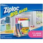 Storage Bags, Double Zipper Seal &amp; Expandable Bottom, Large, 5 Count, Big Bag