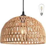 Hemp Rope Woven Pendant Light 12.6 in, Fixture Chandelier Light for Dining Room