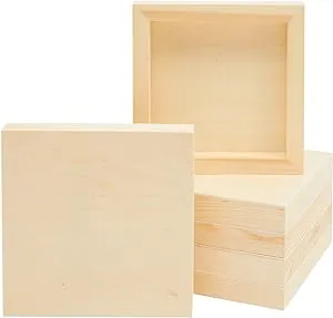 6 Pack Unfinished Wood Canvas Boards for Painting, 6x6 Square Wooden Panels for