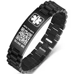 Upgraded Medical Bracelets Men Women with QR Code Medical Alert ID Bracelets - Titanium Steel Wristband Fits Wrists Up 8''-10'' - More Space Custom Emergency Medical ID Info