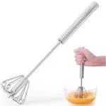 Egg Whisk, Newness Stainless Steel Hand Push Whisk Blender for Home Versatile Tool for Egg Beater, Milk Frother, Hand Push Mixer