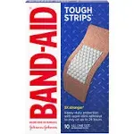 Band-Aid Brand Sterile Tough Strips Adhesive Bandages for First Aid & Wound Care, Durable Protection & Comfort for Minor Cuts & Scrapes, Heavy-Duty Fabric Bandages, Extra Large, 10 ct (Pack of 2)