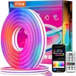 LED Neon Rope Lights, 16.4ft RGBIC Strip Lights Work with Alexa, APP Remote C...