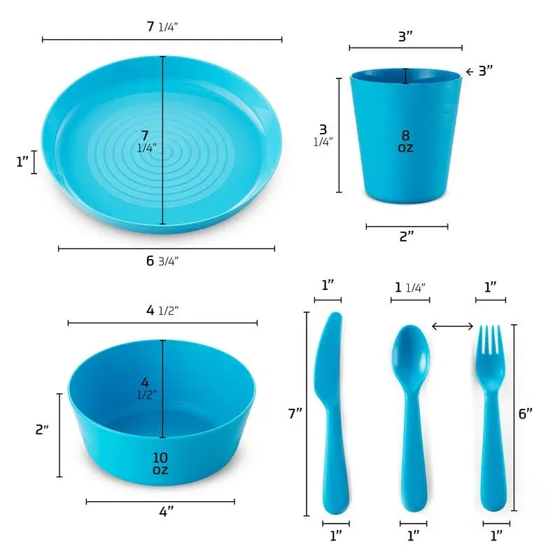  Kids Dinnerware Set for 4-24 Piece Plastic Childrens Dishes Dinnerware Sets 