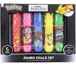 Pokemon 5 Pack Jumbo Sidewalk Chalk with Holders